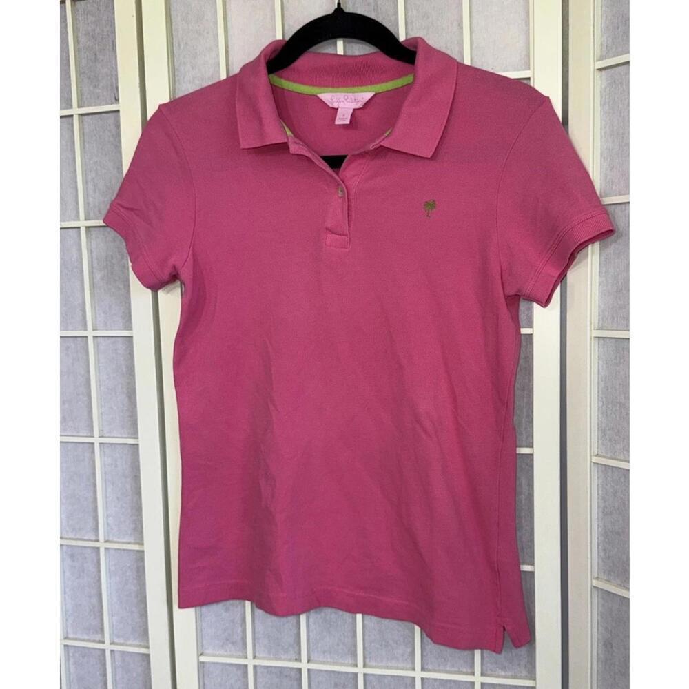 Lilly Pulitzer Preppy School Uniform Pink Pima Cotton Golf Polo‎ Shirt Small